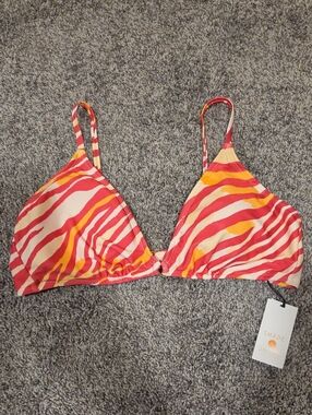 Shade & Shore Pink Zebra Bikini Top Size L NWT